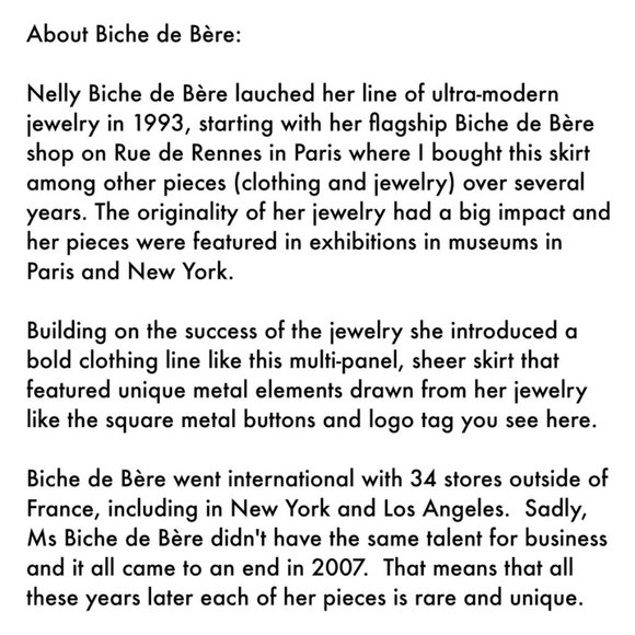 French Designer Biche de Bère vintage tiered/crinkled/plissé sheer maxi skirt - Picture 12 of 13